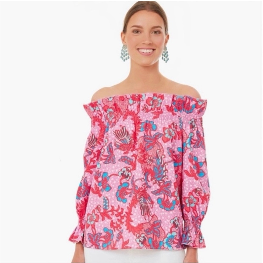 Tuckernuck Bougainvillea Pink Floral Off-Shoulder Blouse